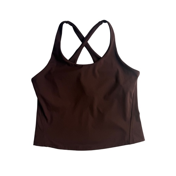 SPANX Tops - Spanx Booty Boost Active Tank Brown Criss Cross Back Built-in Bra Size M